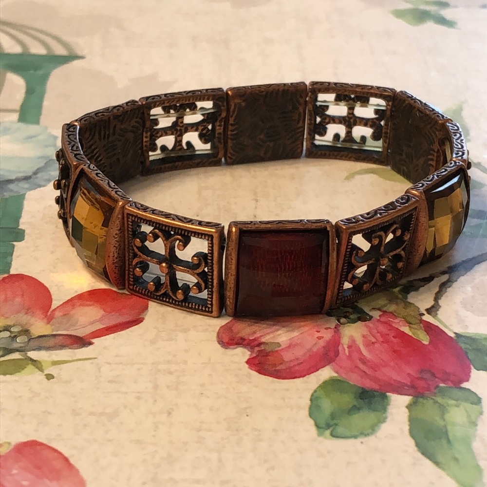 Bronze Tone Rhinestone Bracelet